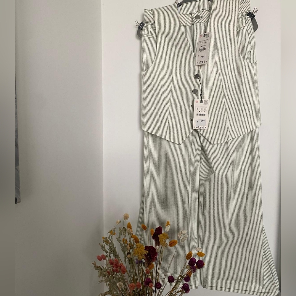 ZARA Striped Women's Denim Suit